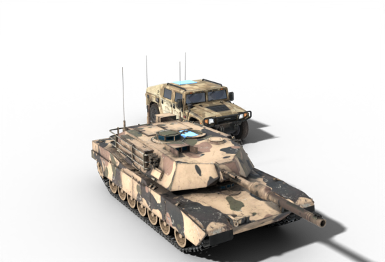 A heavy tank and a jeep